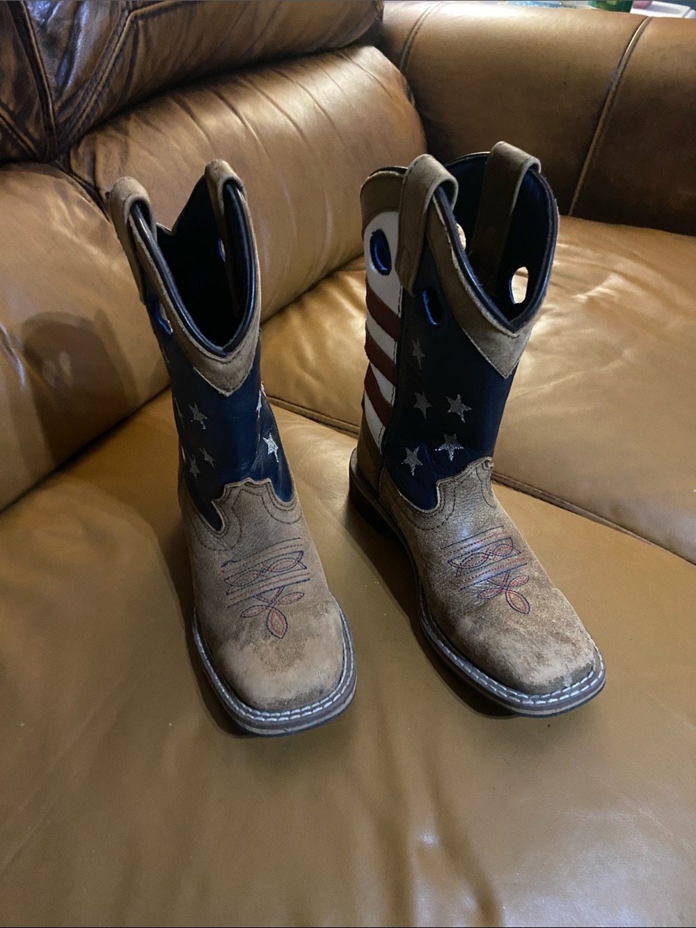 Kids Cody James American Flag Stars & Strips Western Boots Size 1